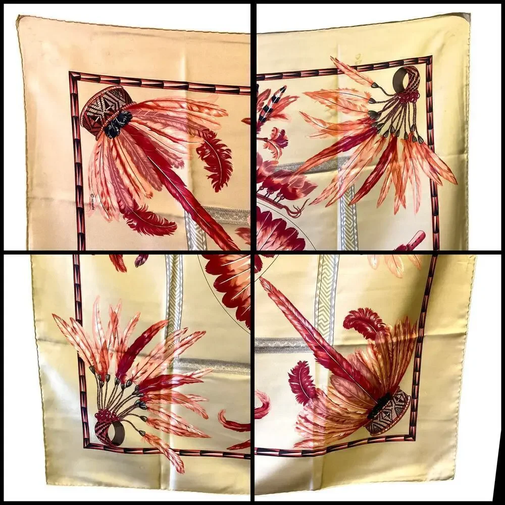 Hermes Vintage BRAZIL Feather Motif Silk Scarf 90cm Square - Picture 6 of 15